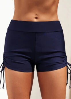 Tie Side Mid Waisted Navy Swim Shorts