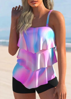 Ombre Layered Hem Multi Color Tankini Top-No Bottom -Rosewe Promotion Store 299352 P 1647394156780