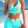 Bowknot Cross Strap Rainbow Color Plaid Bikini Set -Rosewe Promotion Store 299354 P 1655104983809
