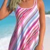 Pink Stripe Print Double Straps Tankini Set -Rosewe Promotion Store 299597 P 1656554234996