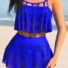 High Waisted Hollow Out Royal Blue Lace Bikini Set -Rosewe Promotion Store 299640 P 1648031439150