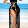 High Slit Black Tribal Print Cover Up -Rosewe Promotion Store 300103 P 1647062959948