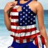 Bib Neck American Flag Print Cutout Tankini Set -Rosewe Promotion Store 300391 P 1648193553147