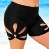 Plus Size Cutout Petal Shape Black Swim Shorts -Rosewe Promotion Store 300395 P 1647323459080