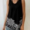 Paisley Print Black Asymmetric Hem Tank Top -Rosewe Promotion Store 300963 P 1647845004213