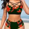 Black Floral Print Cage Neck Bikini Set -Rosewe Promotion Store 301352 P 1648646408499