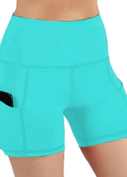 Cyan High Waisted Double Side Pockets Swim Shorts -Rosewe Promotion Store 301443 P 1648109714276