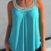 Cyan Rhinestone Design Wide Strap Tank Top -Rosewe Promotion Store 301535 P 1648185091433