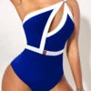 Cutout Royal Blue Contrast Stitch One Piece Swimwear -Rosewe Promotion Store 301677 P 1648453424062