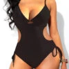 Cutout Black Cross Strap One Piece Swimwear -Rosewe Promotion Store 301983 P 1649853257499