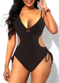 Cutout Black Cross Strap One Piece Swimwear -Rosewe Promotion Store 301983 P 1649853258821