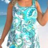 Cyan Tribal Print Plus Size Double Straps Tankini Set -Rosewe Promotion Store 302054 P 1648711007821