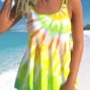 Tie Dye Print Light GreenSwimdress And Shorts -Rosewe Promotion Store 302554 P 1649230813654