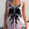 Floral Print Light Pink Faux Two Piece Tank Top 1 Floral Print Light Pink Faux Two Piece Tank Top -Rosewe Promotion Store 303025 P 1655202487731