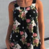 Black Floral Print Wide Strap Tank Top -Rosewe Promotion Store 303150 P 1650602224231