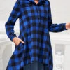Double Side Pockets Royal Blue Plaid Blouse -Rosewe Promotion Store 303736 P 16584664230360