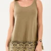 Lace Panel Light Khaki Tank Top -Rosewe Promotion Store 304424 P 16533825228510