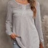 Lace Stitching Long Sleeve Light Grey Marl T Shirt 2 Lace Stitching Long Sleeve Light Grey Marl T Shirt -Rosewe Promotion Store 304691 P 16553578009460