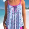Bowknot Tribal Geometric Print Rose Red Tankini Set -Rosewe Promotion Store 304731 P 1652333862545