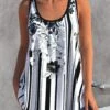 Striped Black Floral Print Wide Strap Tank Top 1 Striped Black Floral Print Wide Strap Tank Top -Rosewe Promotion Store 304834 P 1652355611254