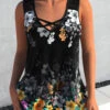 Black Lace Stitching Floral Print Tank Top 2 Black Lace Stitching Floral Print Tank Top -Rosewe Promotion Store 304838 P 1652355631474