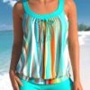 Bowknot Striped Cyan Blouson Tankini Set 1 Bowknot Striped Cyan Blouson Tankini Set -Rosewe Promotion Store 304839 P 1652355637615