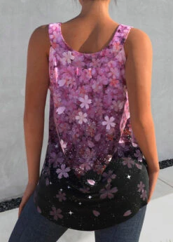 Ombre Floral Print Hot Pink Tank Top 6 Ombre Floral Print Hot Pink Tank Top -Rosewe Promotion Store 305689 P 1655289972484