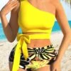Floral Print Yellow Bowknot Bikini Set -Rosewe Promotion Store 305901 P 1653539229639