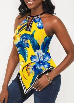 Asymmetric Hem Yellow Bib Neck Camisole Top -Rosewe Promotion Store 305910 P 1653552718317