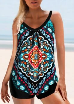 Tribal Print Bowknot Multi Color Tankini Top-No Bottom -Rosewe Promotion Store 305919 P 1654854635684