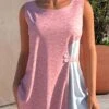 Co Contrast Decorative Button Light Pink Tank Top -Rosewe Promotion Store 306256 P 1654855186923