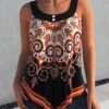 Tribal Print Asymmetric Hem Orange Tank Top -Rosewe Promotion Store 306257 P 1653898774199