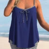 Striped Navy Blue Plus Size Bowknot Tankini Set -Rosewe Promotion Store 306424 P 1654068443968