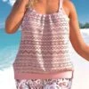 Plus Size Light Pink Floral Print Tankini Set -Rosewe Promotion Store 307233 P 1655112783652