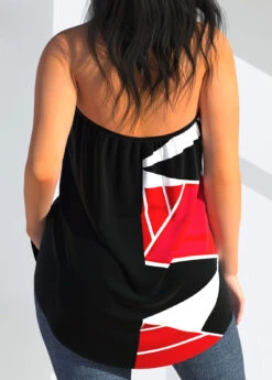 Halter Geometric Print Black Cross Tank Top -Rosewe Promotion Store 307381 P 1655364195936