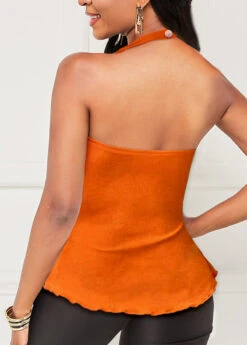Orange Cage Neck Drawstring Tank Top -Rosewe Promotion Store 307490 P 1656379768954