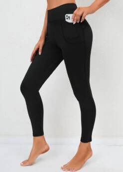 Black Double Side Pockets High Waisted Leggings
