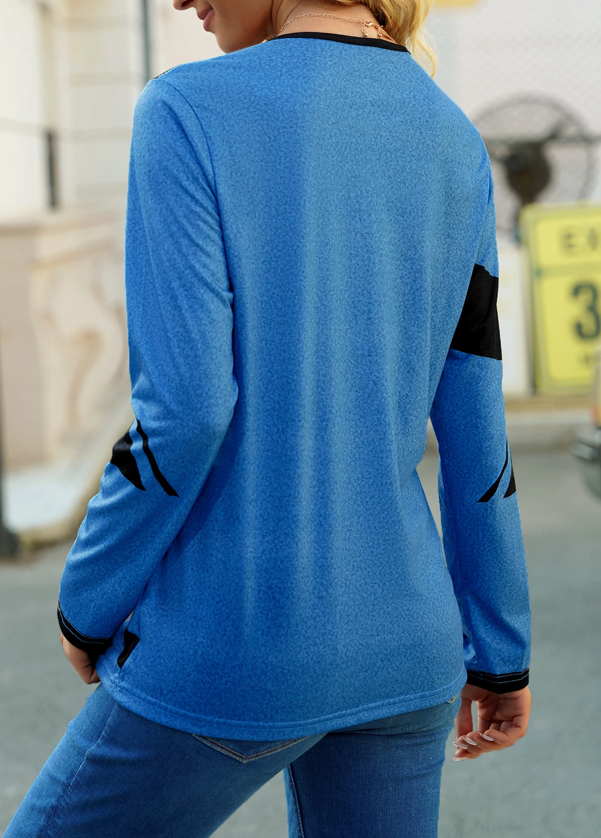 Quarter Zip Contrast Long Sleeve Black T Shirt 4 Quarter Zip Contrast Long Sleeve Black T Shirt - Image 2