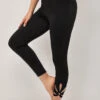 Black High Waisted Petal Shape Hollow Out Leggings -Rosewe Promotion Store 308972 P 1658900836815
