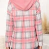 Tartan Print Fake 2in1 Pink Hoodie