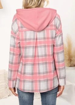 Tartan Print Fake 2in1 Pink Hoodie