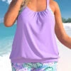 Light Purple Plus Size Floral Print Tankini Set -Rosewe Promotion Store 309102 P 1658304728386