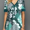 V Neck Blackish Green Short Sleeve Blouse -Rosewe Promotion Store 309220 P 1657694134645