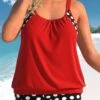 Polka Dot Red Plus Size Tankini Set -Rosewe Promotion Store 309255 P 1657694756564