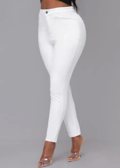 White High Waisted Skinny Zipper Fly Pants -Rosewe Promotion Store 309508 P 16614158345983