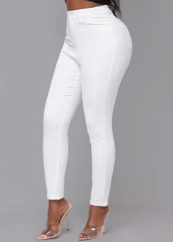 White High Waisted Skinny Zipper Fly Pants -Rosewe Promotion Store 309508 P 16614158346512