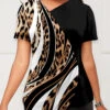 Leopard Asymmetric Hem Multi Color T Shirt -Rosewe Promotion Store 310071 P 1659583485327