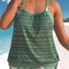 Hollow Out Plus Size Sage Green Tankini Set -Rosewe Promotion Store 310683 P 1659510605296