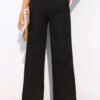 Pocket Wide Leg Black Elastic Waist Pants 1 Pocket Wide Leg Black Elastic Waist Pants -Rosewe Promotion Store 310779 P 16630644114140