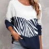 Round Neck Long Sleeve Navy Sweatshirt 2 Round Neck Long Sleeve Navy Sweatshirt -Rosewe Promotion Store 311002 P 1663410976485